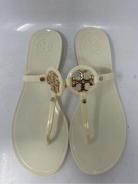 Women’s Tory Burch Mini Miller Ivory Jelly Thong Flat Sandals Size 6M